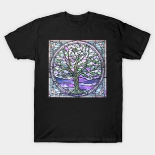 Stained glass window tree phish fans dead head hiking outdoors spiritual nature T-Shirt